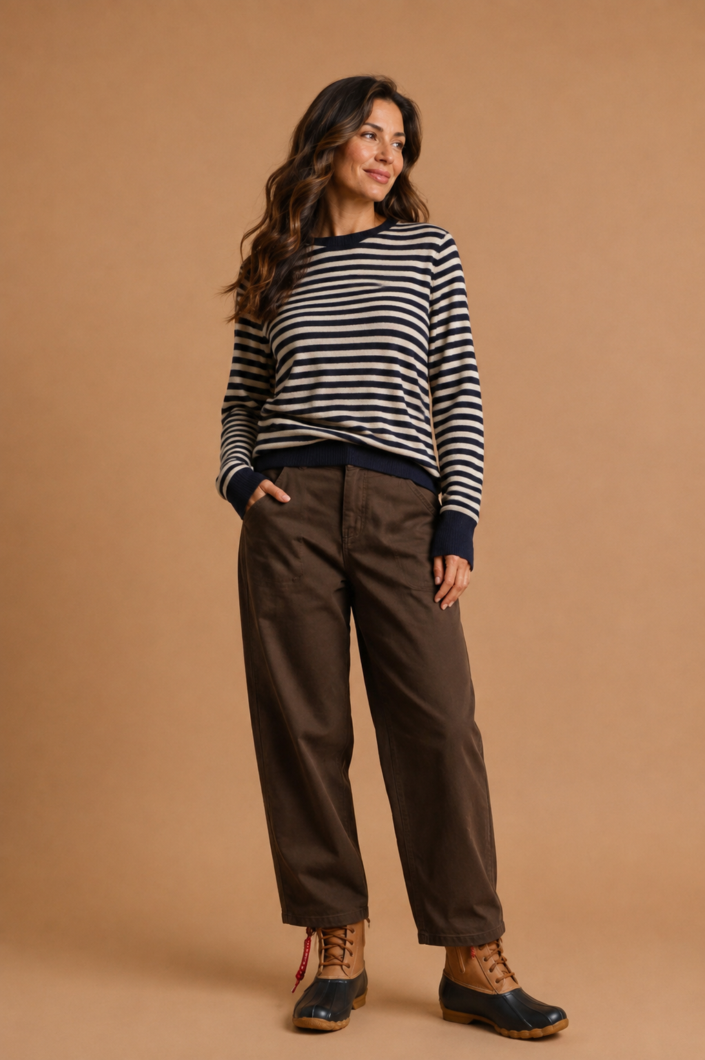 Cora Striped Round Neck Sweater Top