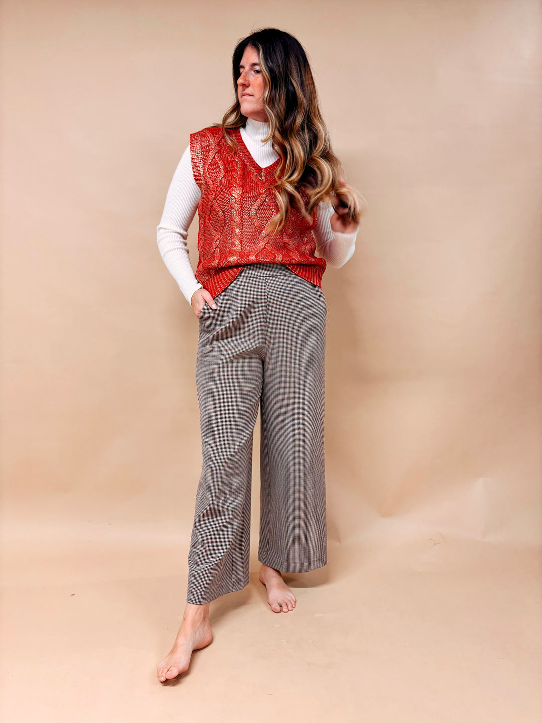 Amara Houndstooth Wide Leg Pant