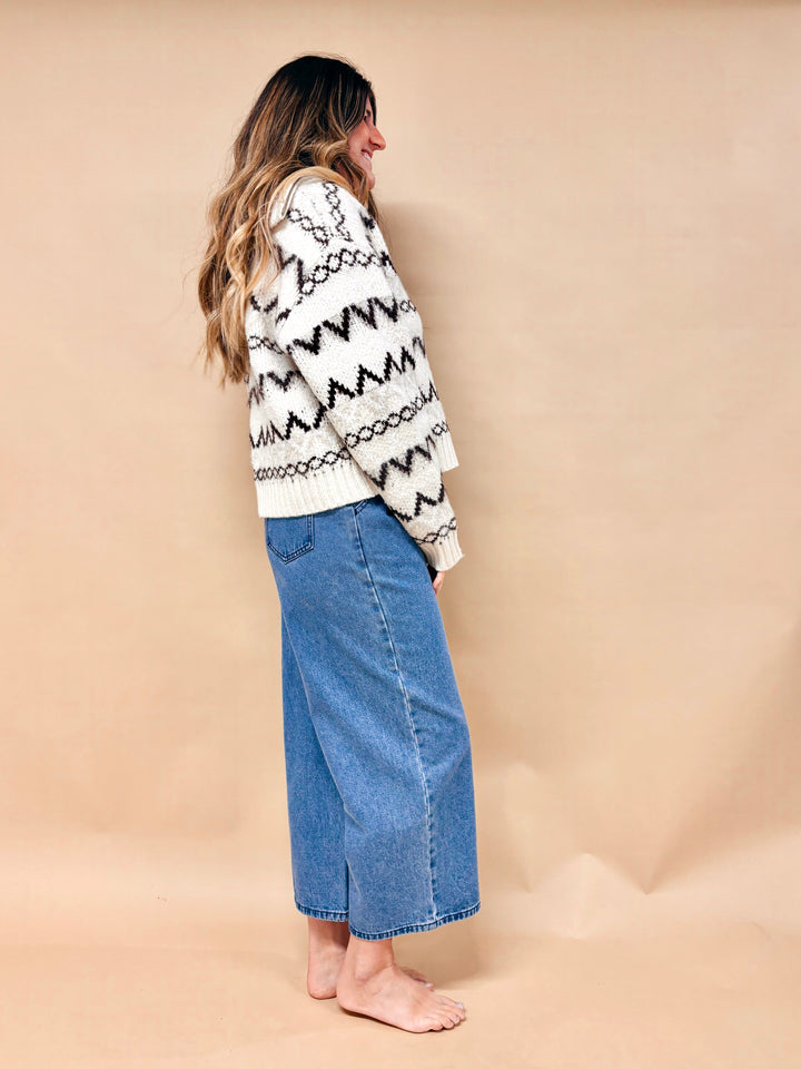 Mia Nordic Zig Zag Half Zip Sweater