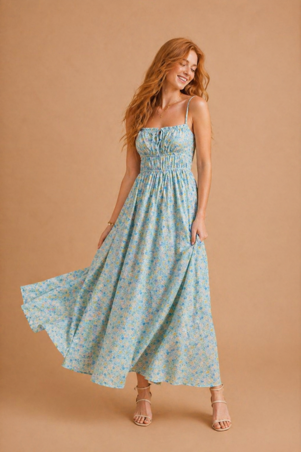 Naomi Floral Cross Back Cotton Maxi Dress