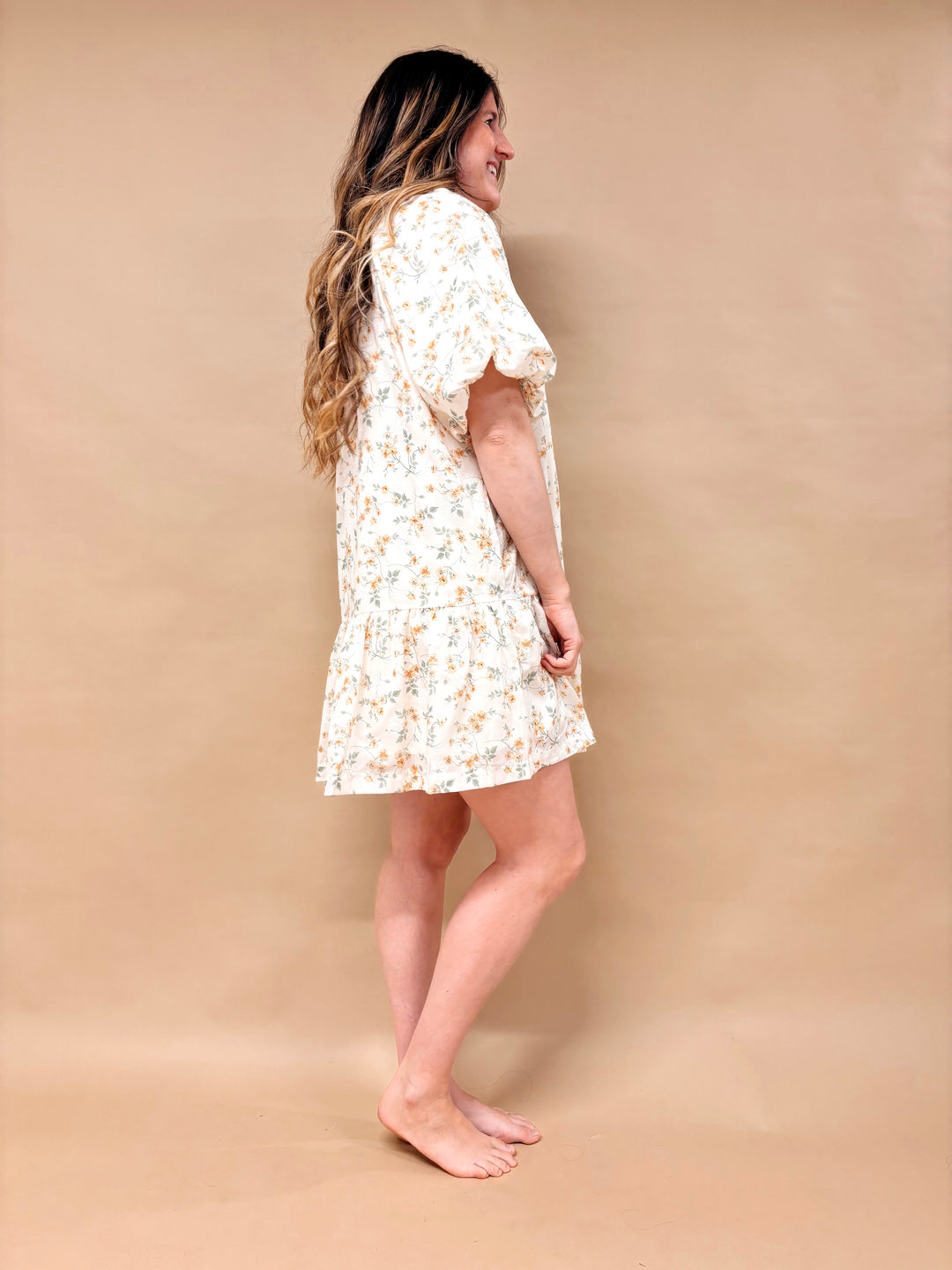 Reagan Floral Bubble Sleeve Dress