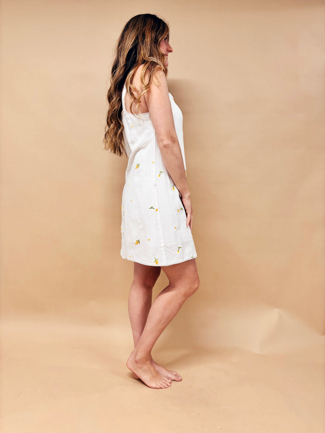 Thalia Daisy Embroidered Square Neck Dress