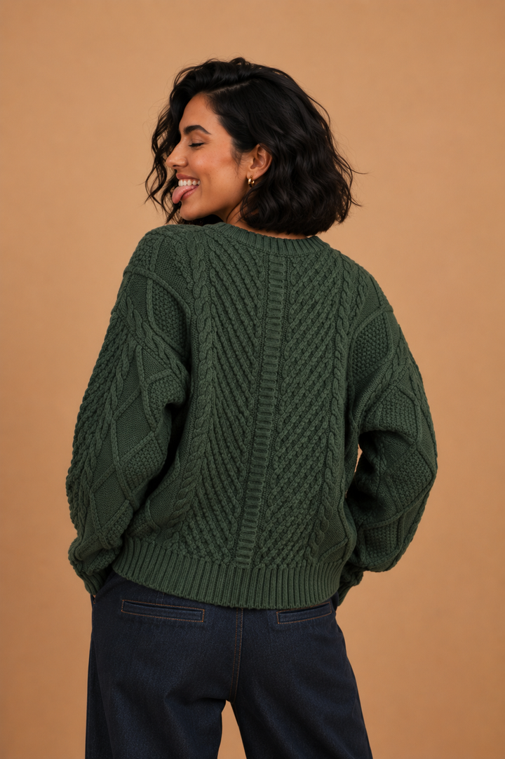 Greta Button Front Cable Knit Cardigan