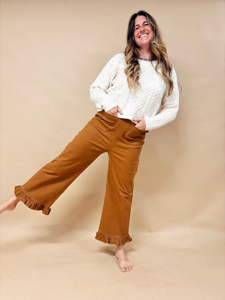 Natalie Ruffle Hem Twill Pant