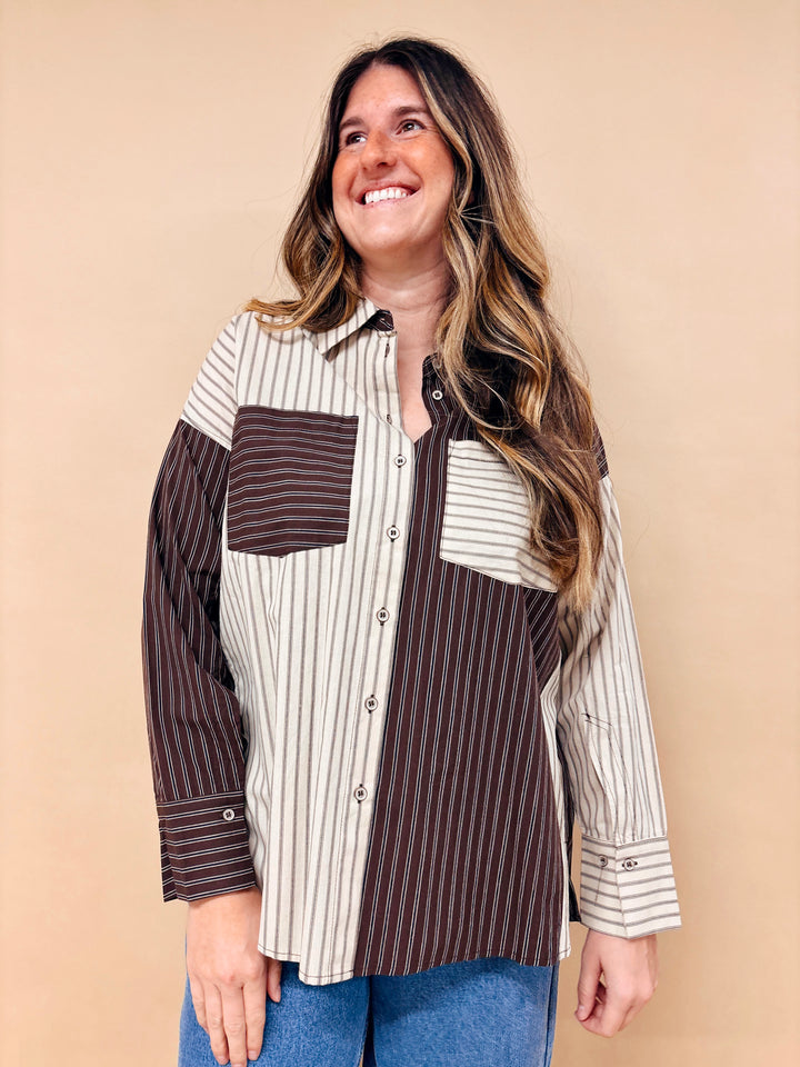 Ophelia Color Block Button Down Shirt