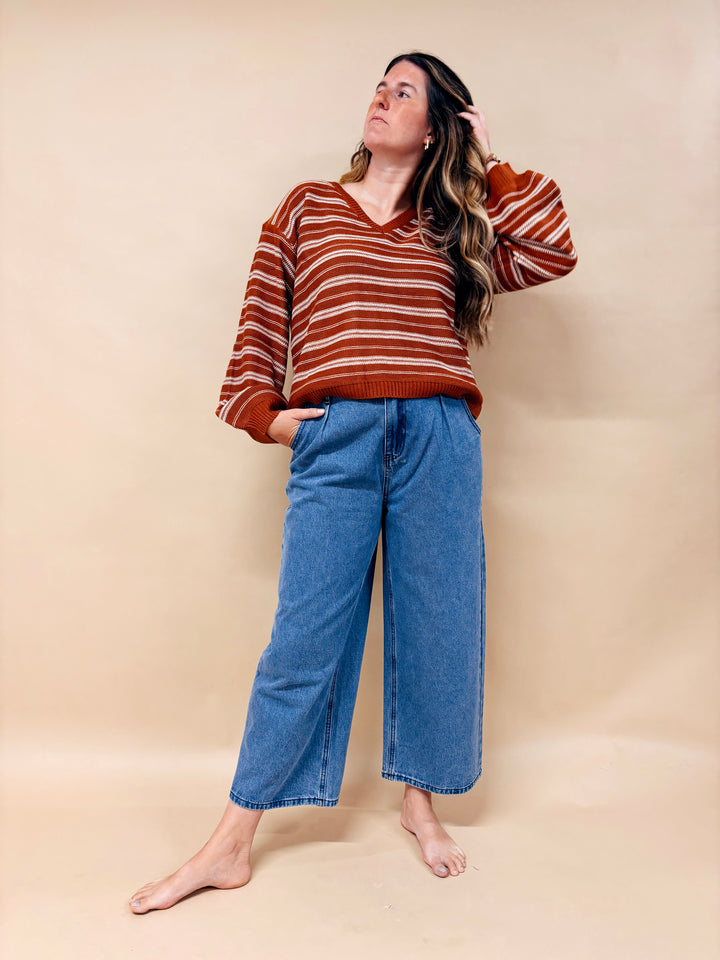 Nora Multi Striped V-Neck Sweater