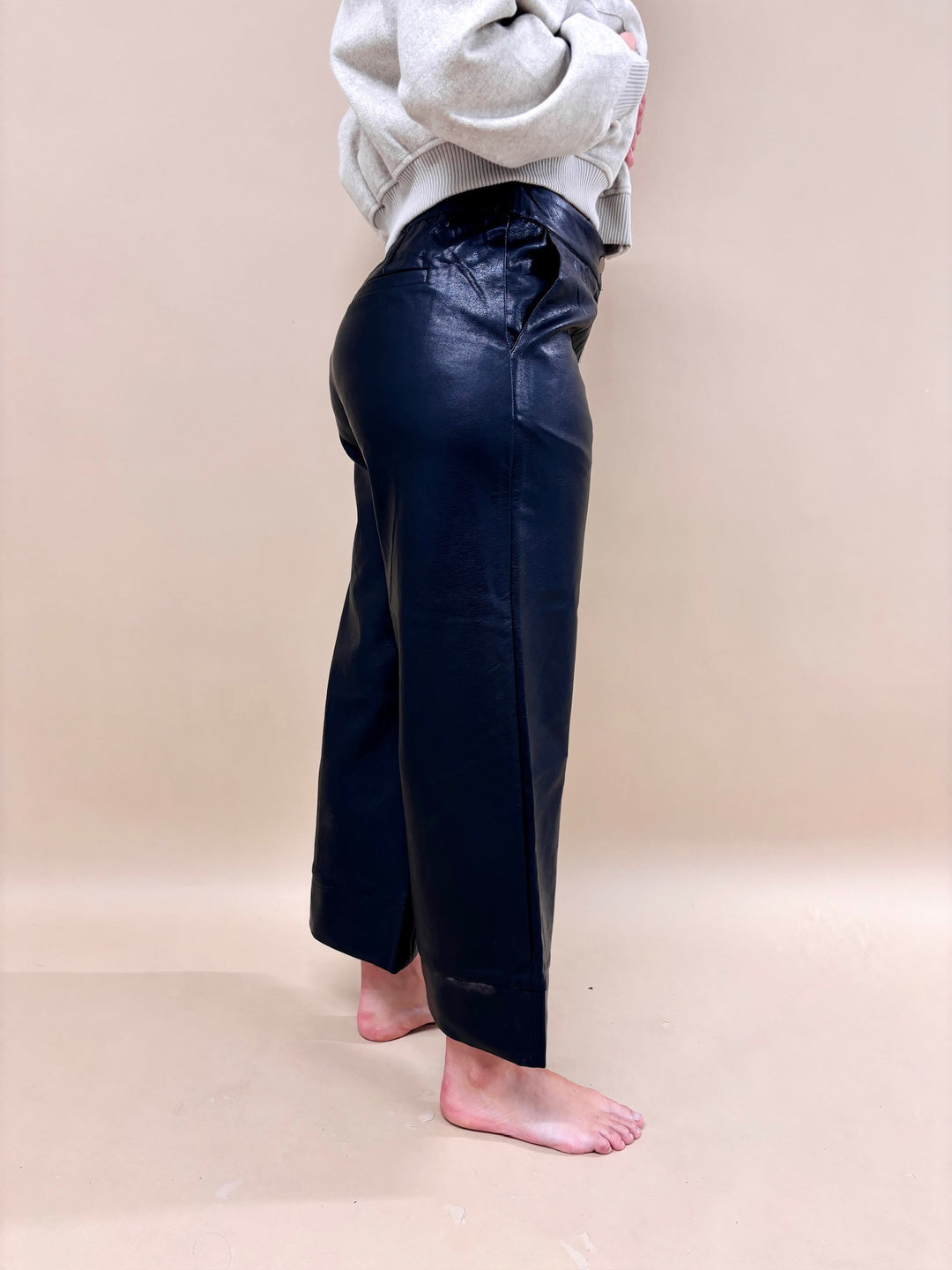 Annika Wide Straight Leg Faux Leather Pant