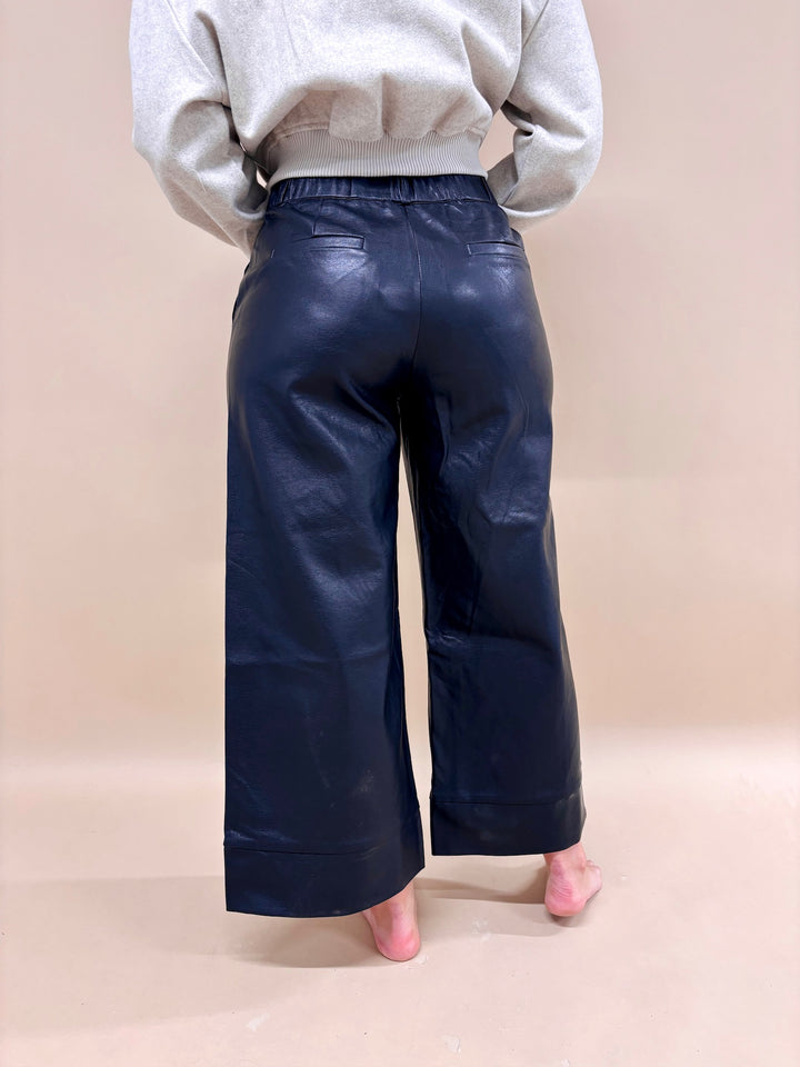 Annika Wide Straight Leg Faux Leather Pant