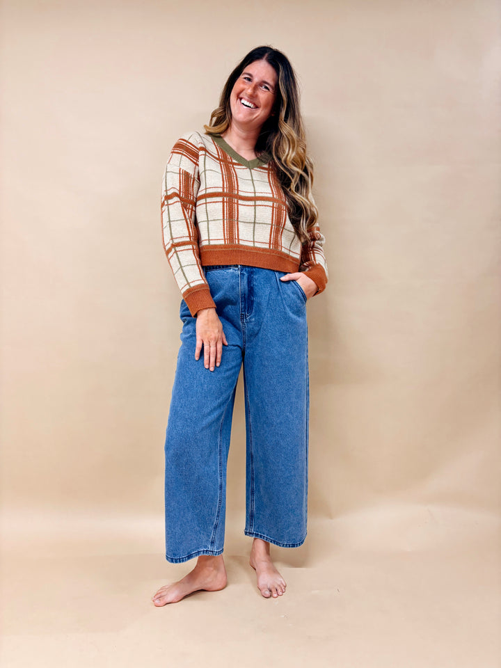 Bianca Plaid V-Neck Sweater