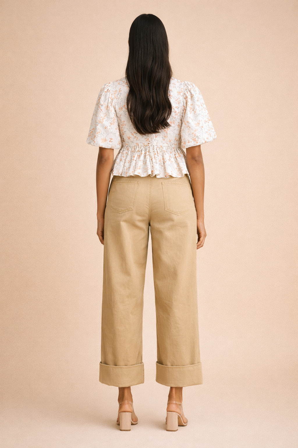 Stacey Floral Front Bow Tie Peplum Top