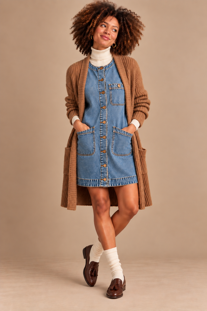 Stephanie Sleeveless Button Front Denim Mini Dress