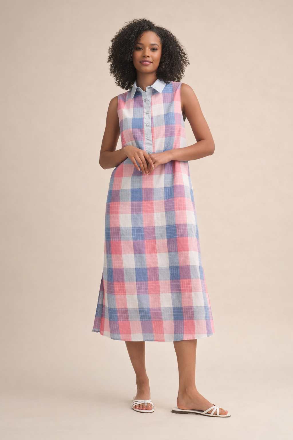 plaid button down midi dress Willow Checkered Plaid Button Down Midi Dress