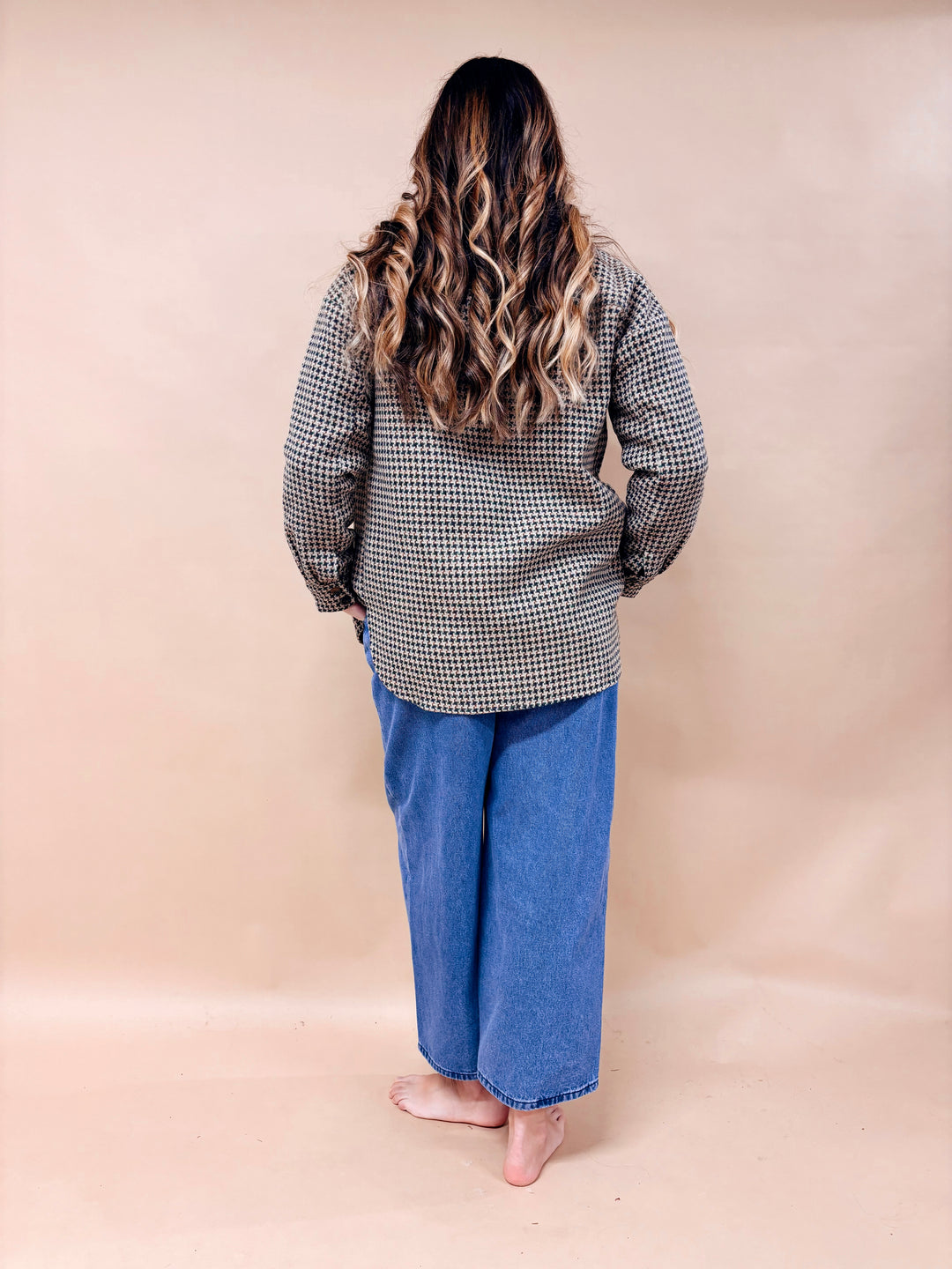 Natalie Houndstooth Button Down Shacket