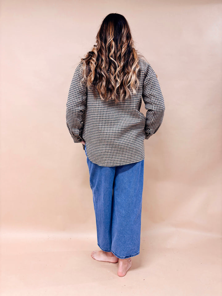 Natalie Houndstooth Button Down Shacket