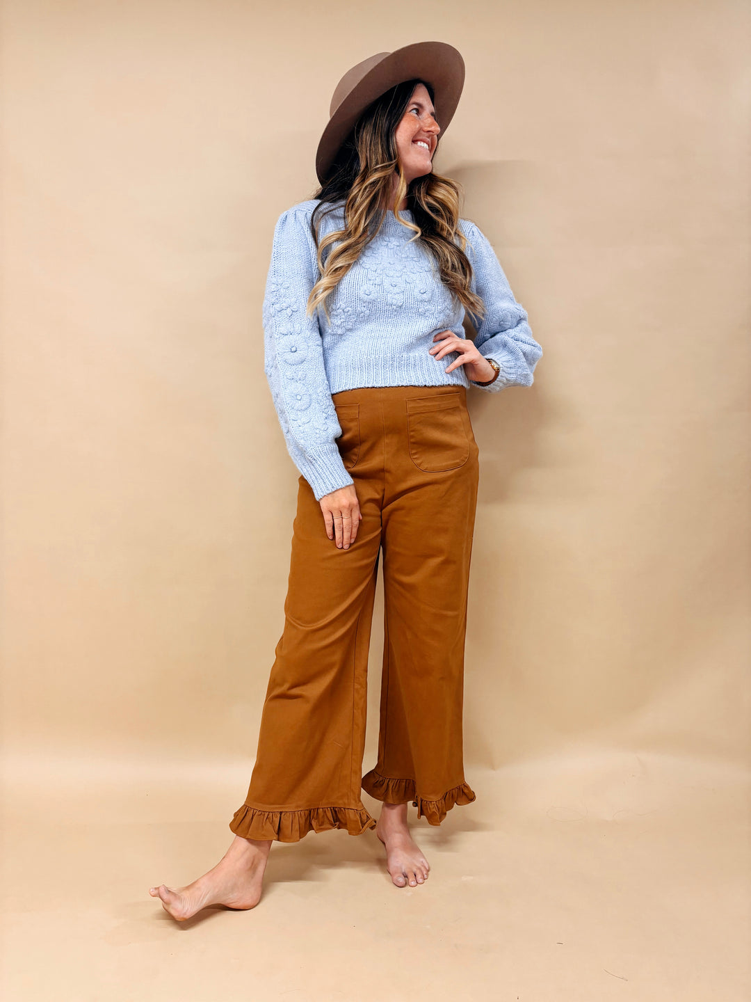 Isabella Floral Embroidered Balloon Sleeve Sweater