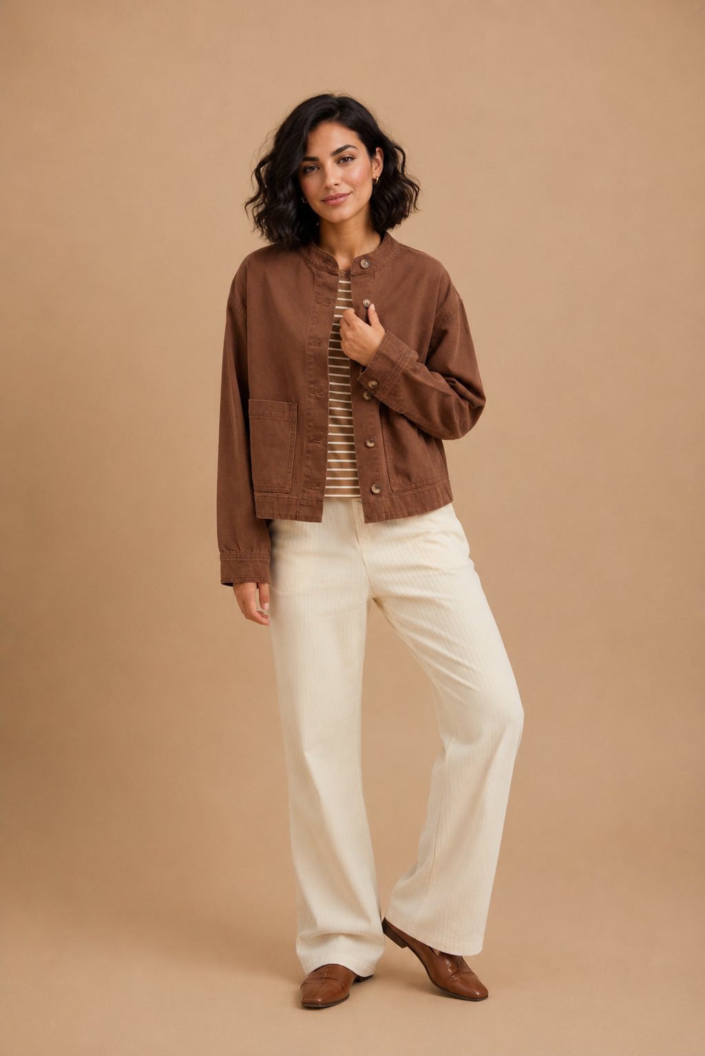 Quinn Cotton Denim Button-Up Utility Jacket