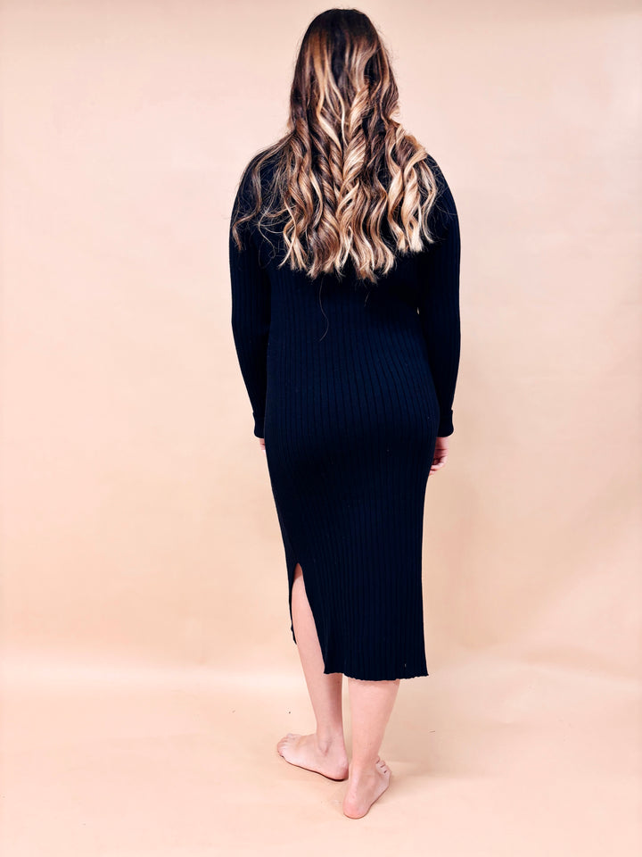 Chloe Ribbed Turtleneck Sweater Dress