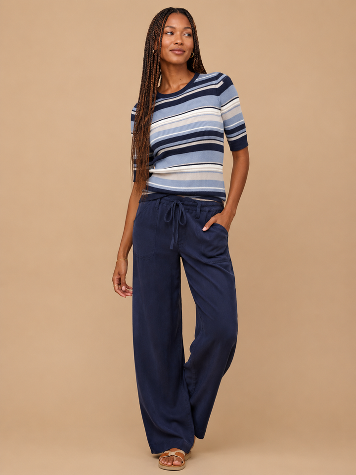 Brielle Multi Stripe Ribbed Knit Top
