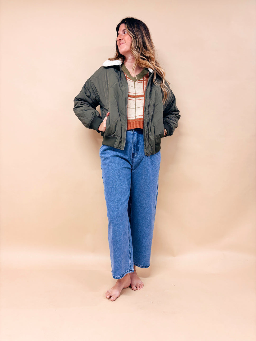 Sabine Quilted Fleece Collar Jacket