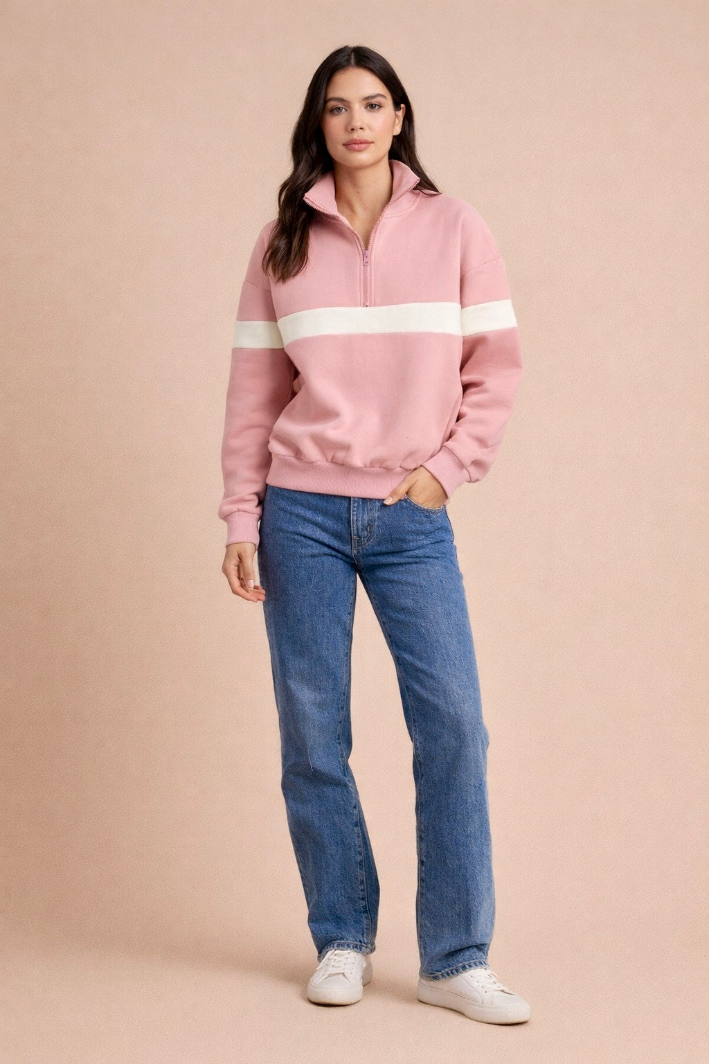 Paige Two Toned Half Zip Sweatshirt