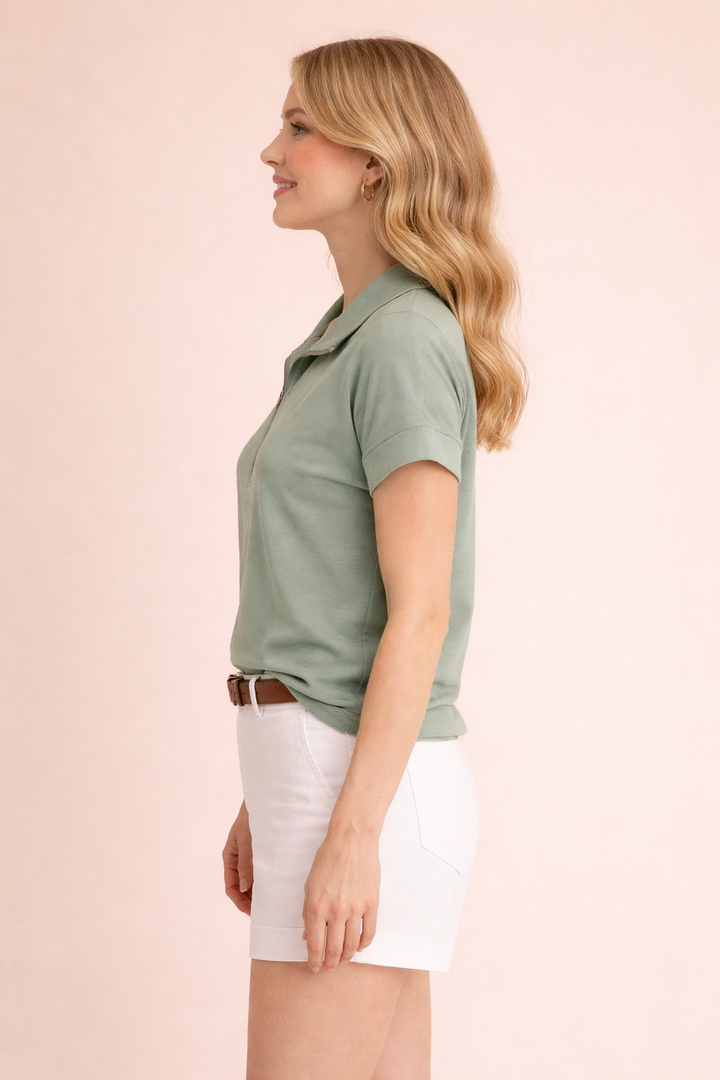 Lucienne Solid Wide Collared Neck Top