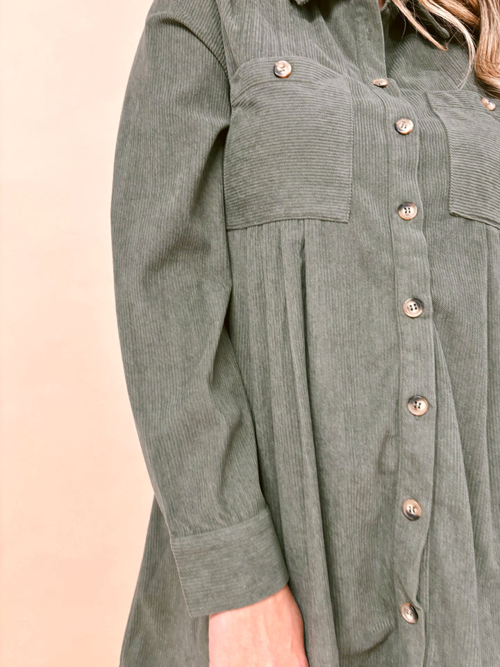 Juliette Corduroy Pintucked Mini Dress