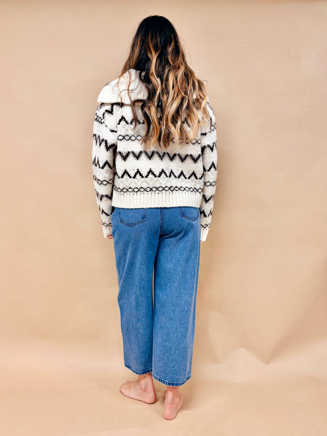 Mia Nordic Zig Zag Half Zip Sweater