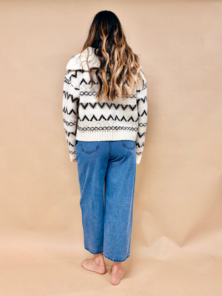 Mia Nordic Zig Zag Half Zip Sweater