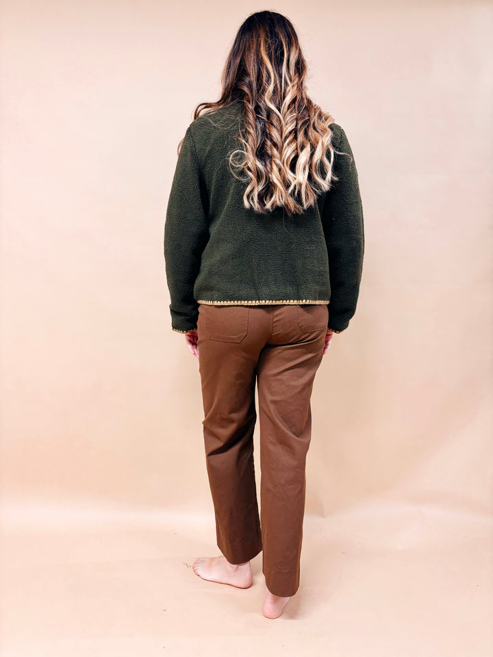 Rowena Contrast Stitch Sherpa Jacket