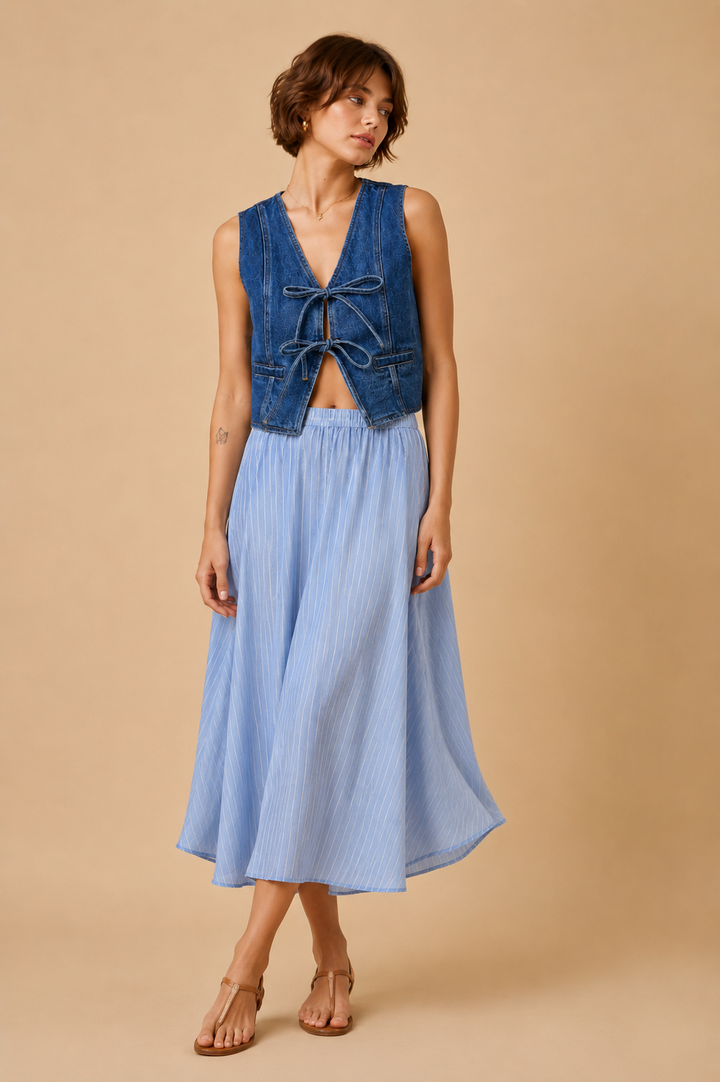 Piper Bow Tie Front Denim Vest
