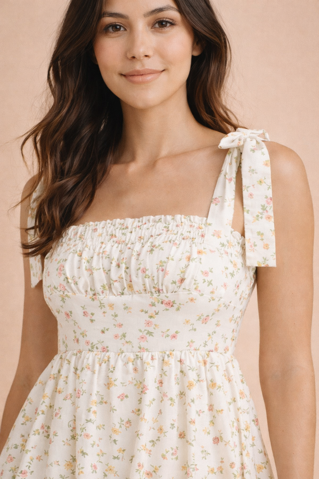 Delilah Floral Print Ruched Midi Dress