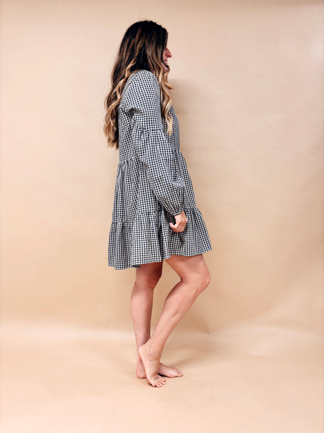 Elodie Tiered Plaid Mini Dress