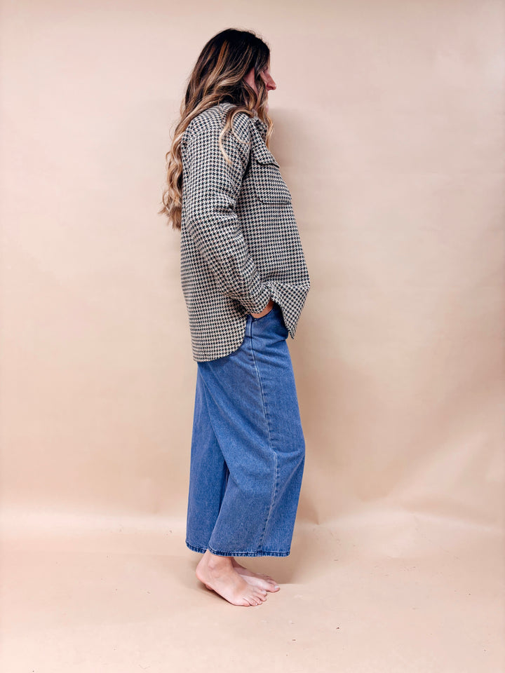 Natalie Houndstooth Button Down Shacket