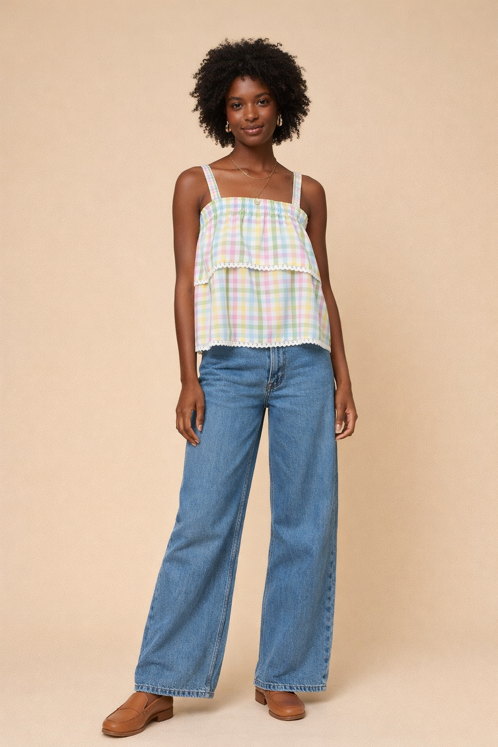Maggie Multicolored Gingham Cami Top