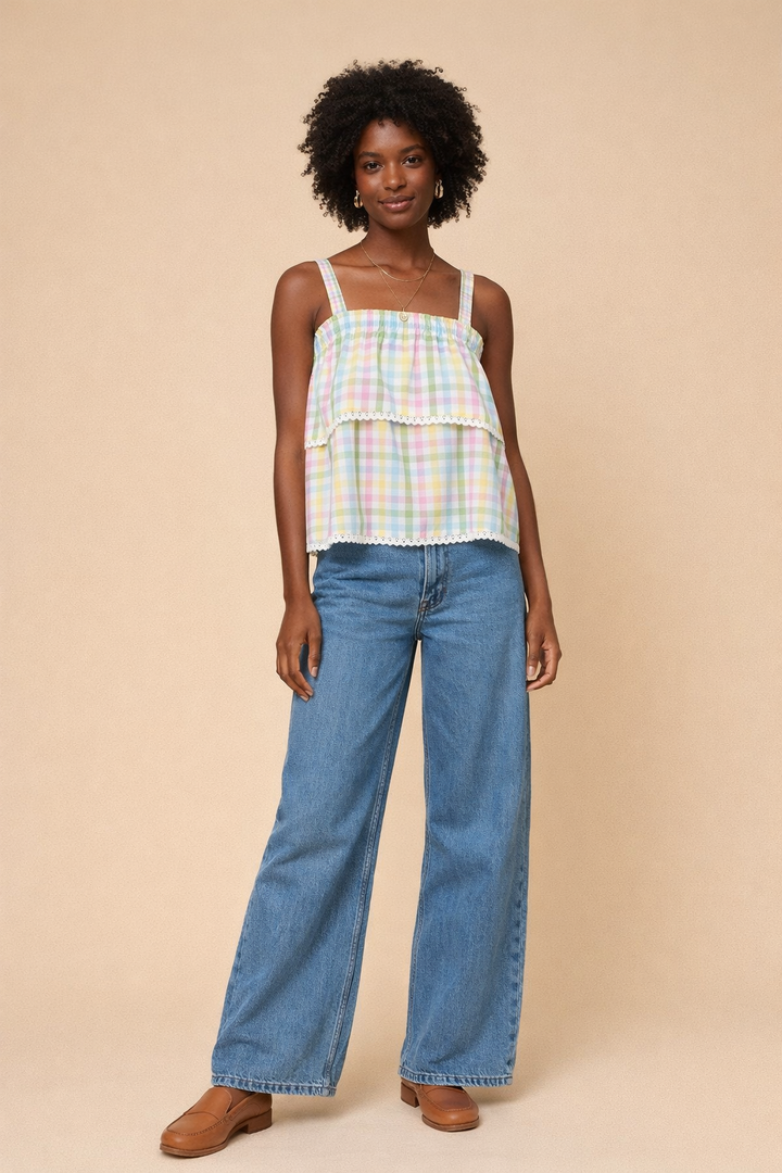 Maggie Multicolored Gingham Cami Top