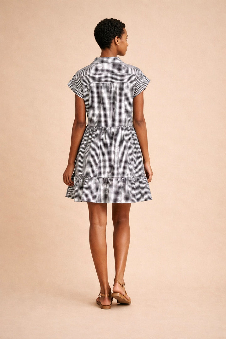Odette Gingham & Stripes Button Up Dress