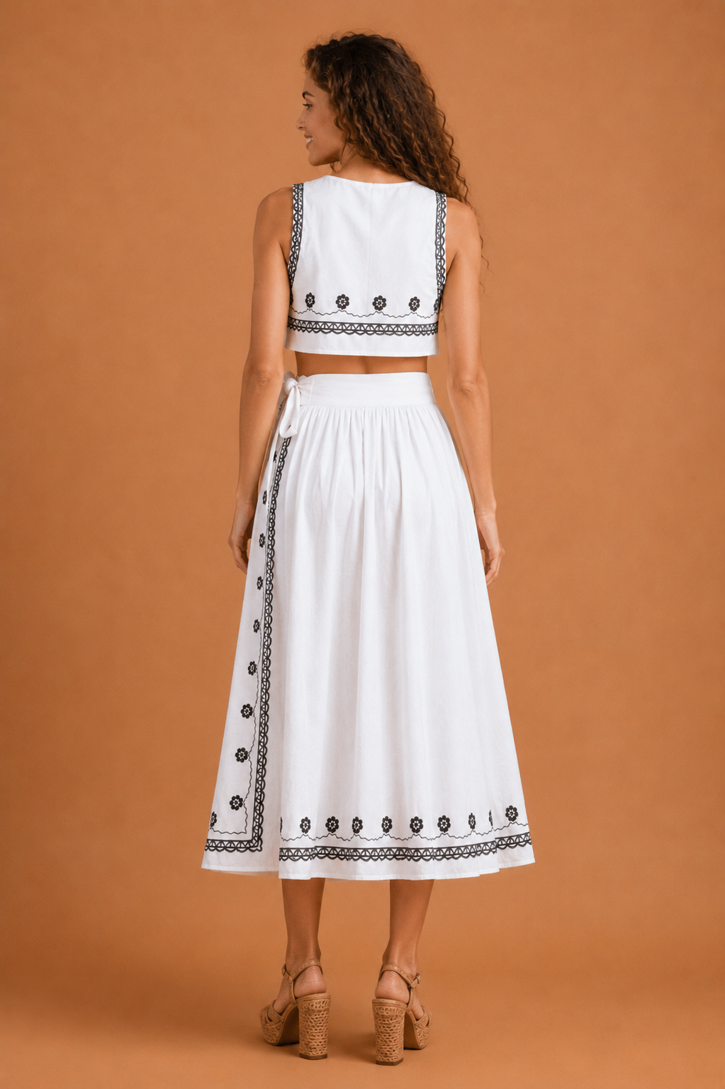 Rosalie Embroidered Wrap Midi Skirt