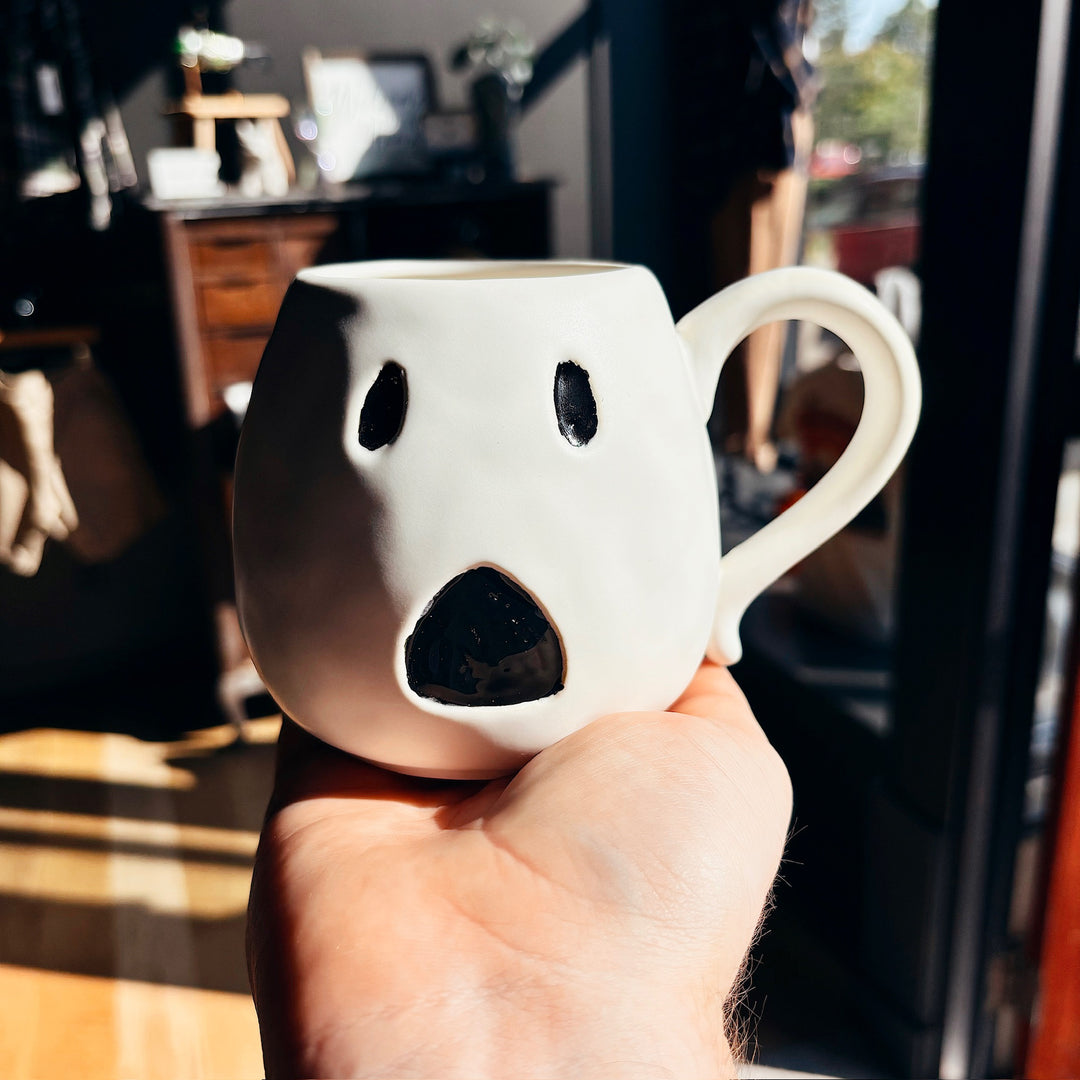 Debossed Stoneware Ghost Mug 16oz.