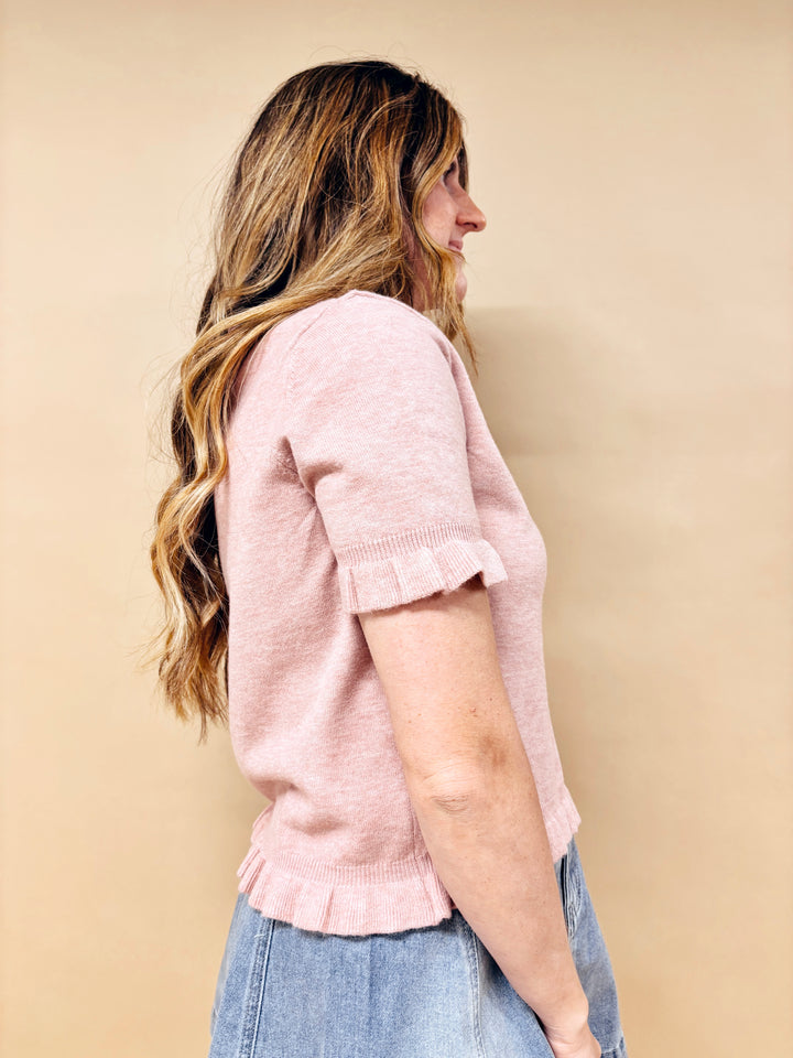 Elowen Frill Detailed Short Sleeve Sweater Top