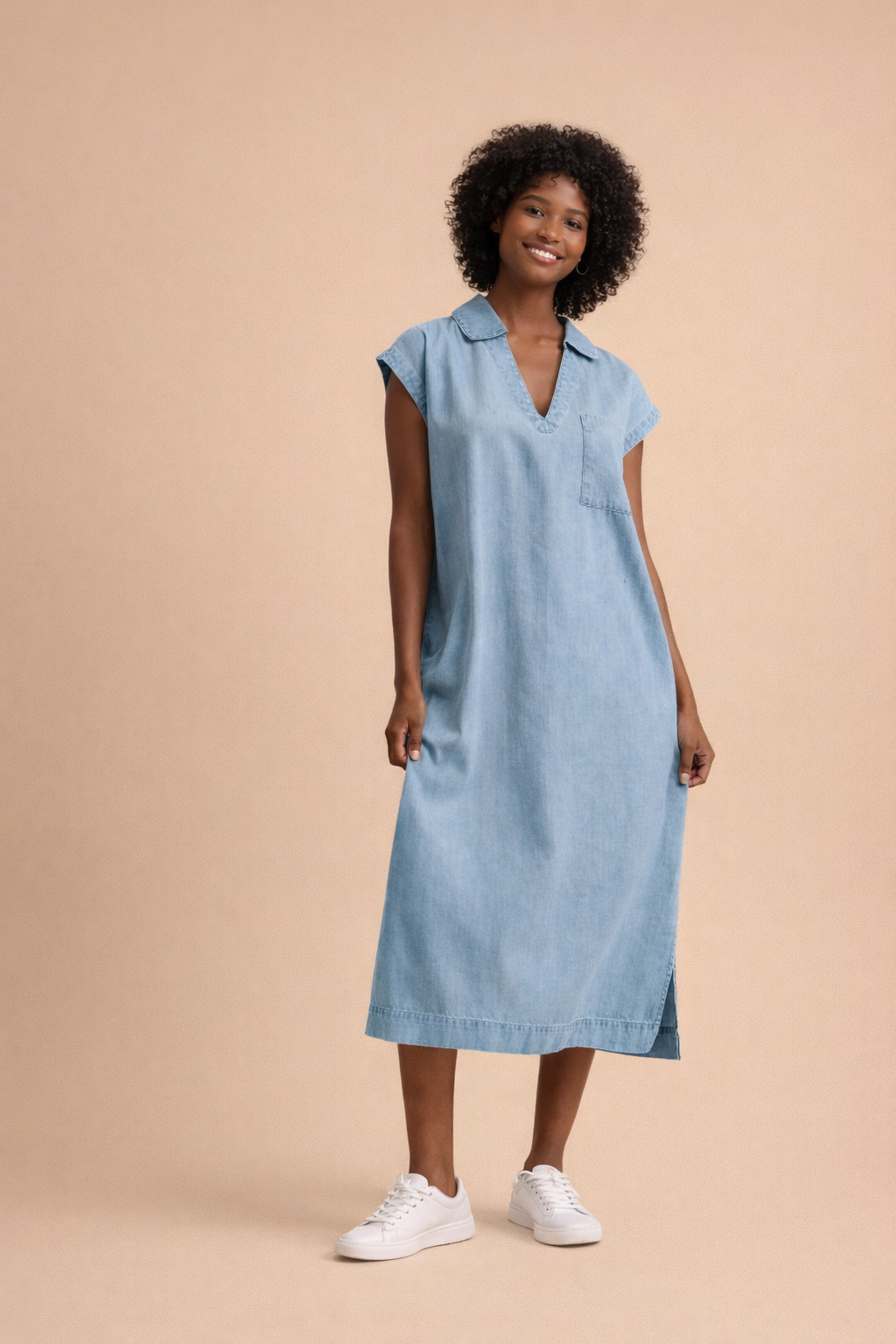 Sylvia Collared Denim Midi Dress – Brick + Ivy Market