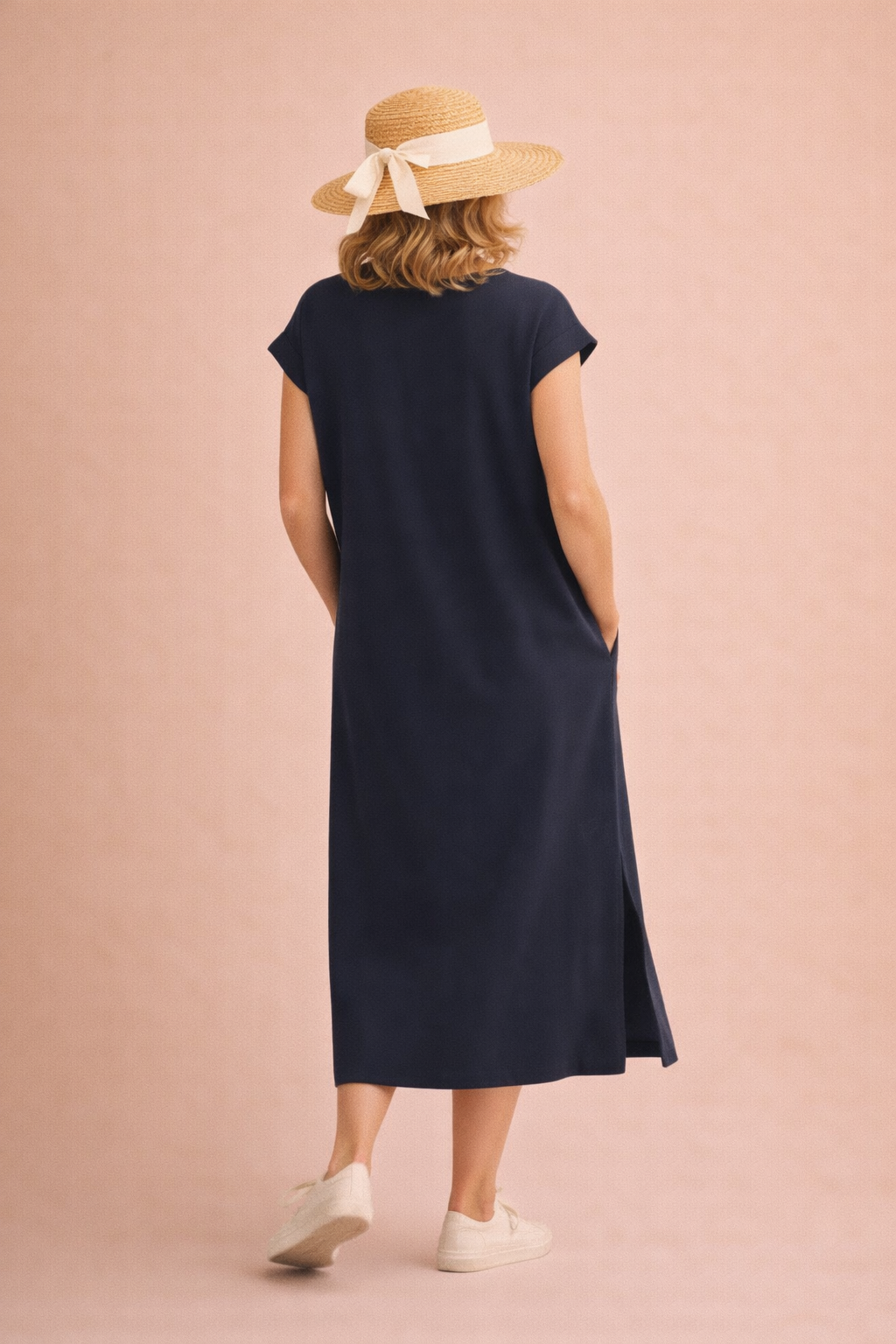 Corrine Side Slit Midi Polo Dress