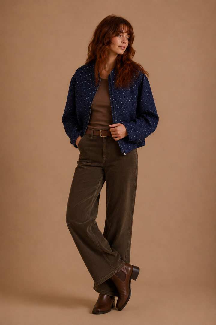 Winona Dot Print Bomber Jacket
