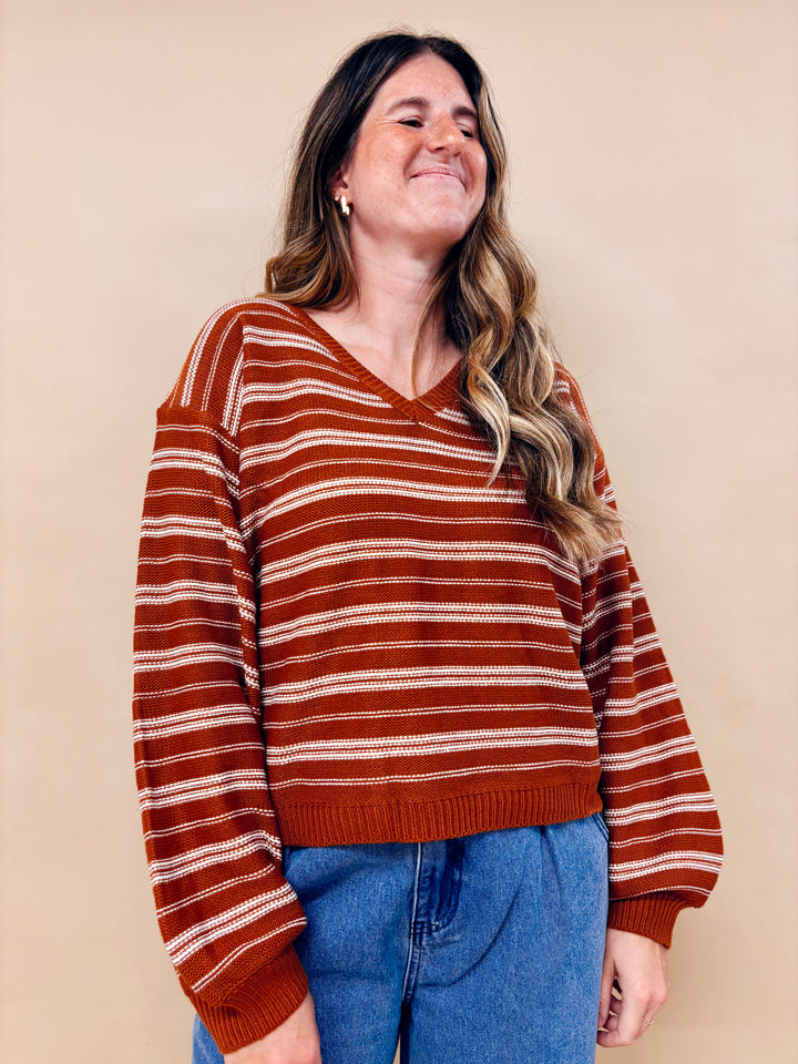Nora Multi Striped V-Neck Sweater