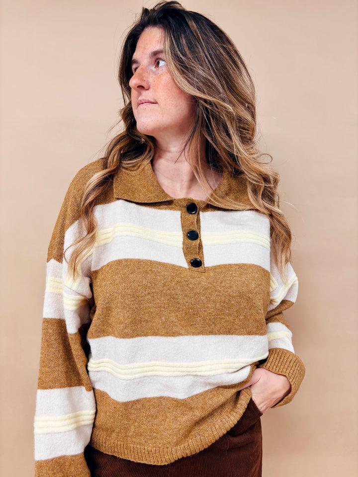 Isadora Striped Polo Sweater