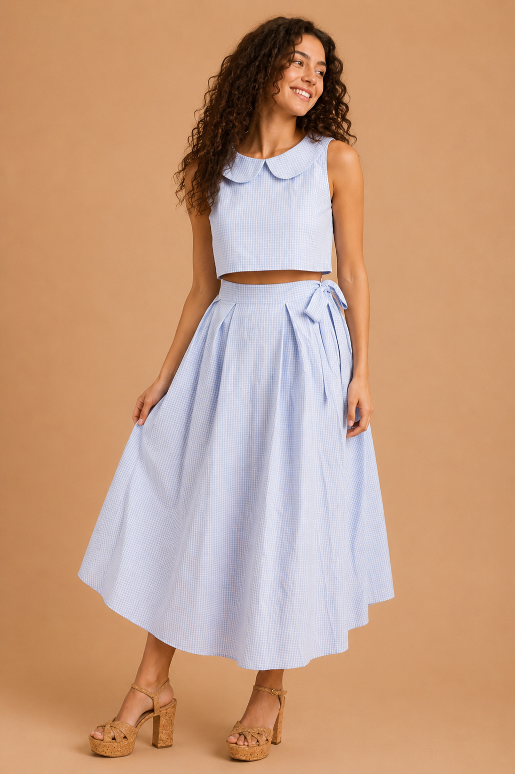 Juliette Gingham Plaid Midi Skirt