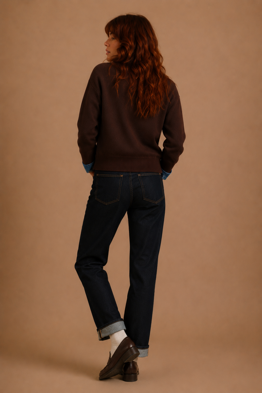Triana Denim Layered Collar And Cuff Knit Sweater
