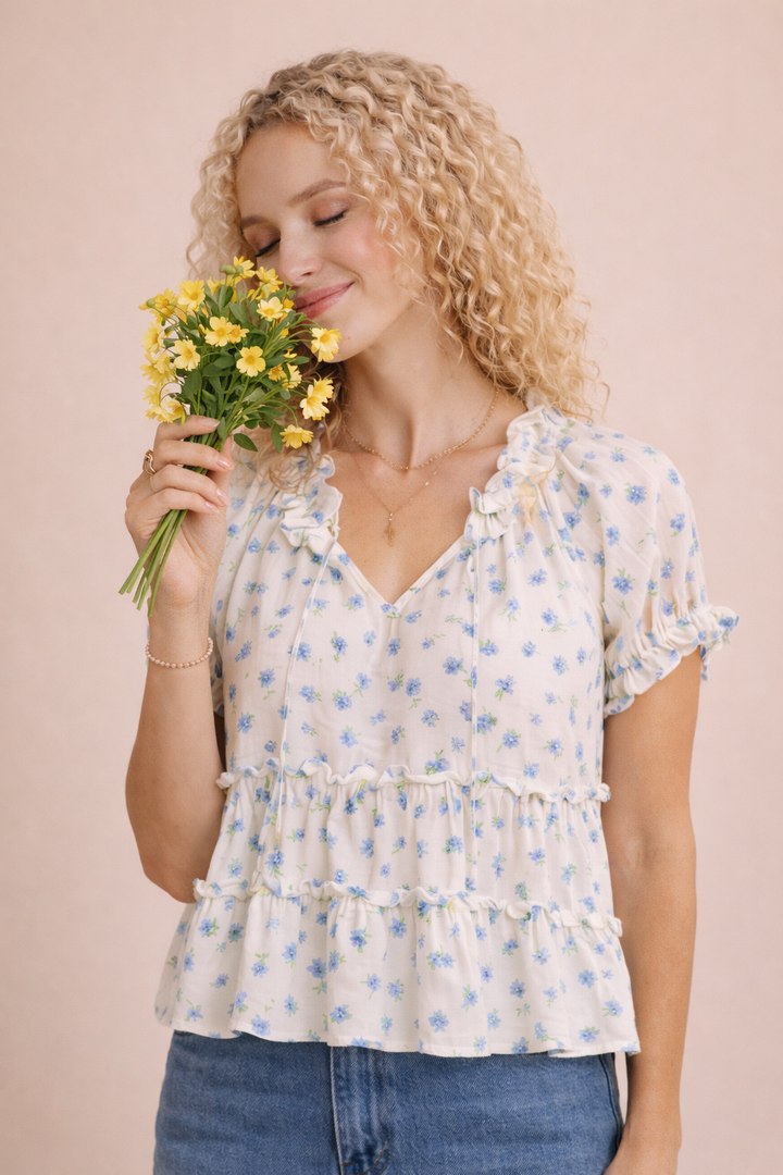 Ruby Cottage Core Floral Blouse