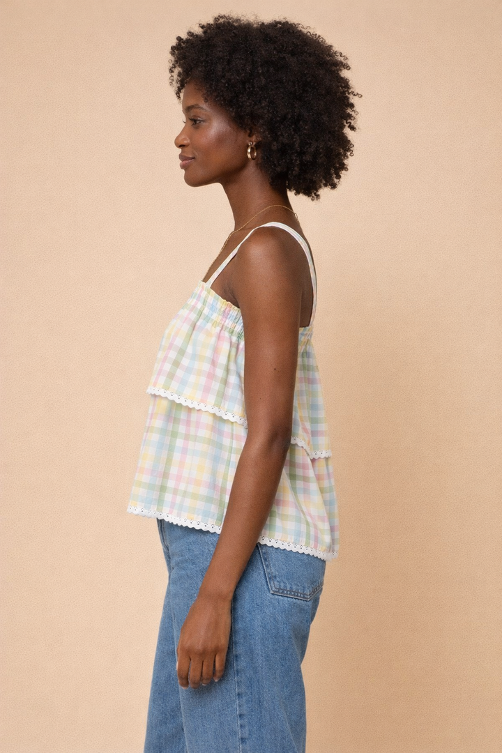 Maggie Multicolored Gingham Cami Top