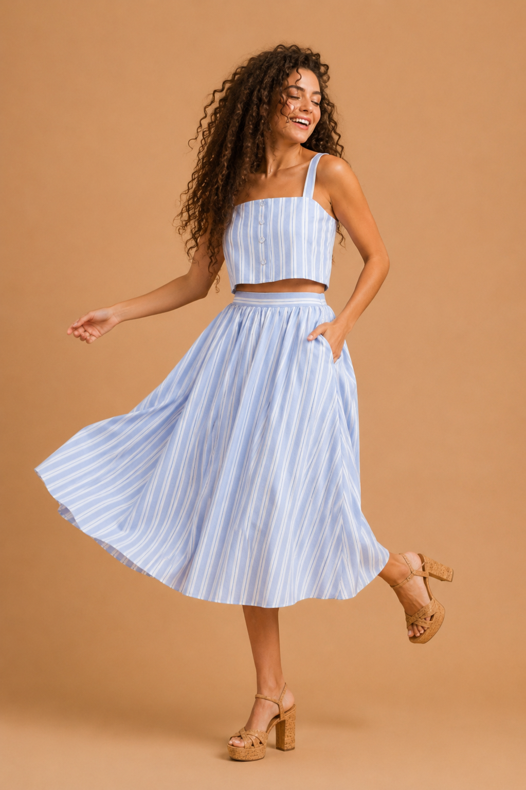 Annalise Striped Midi Skirt