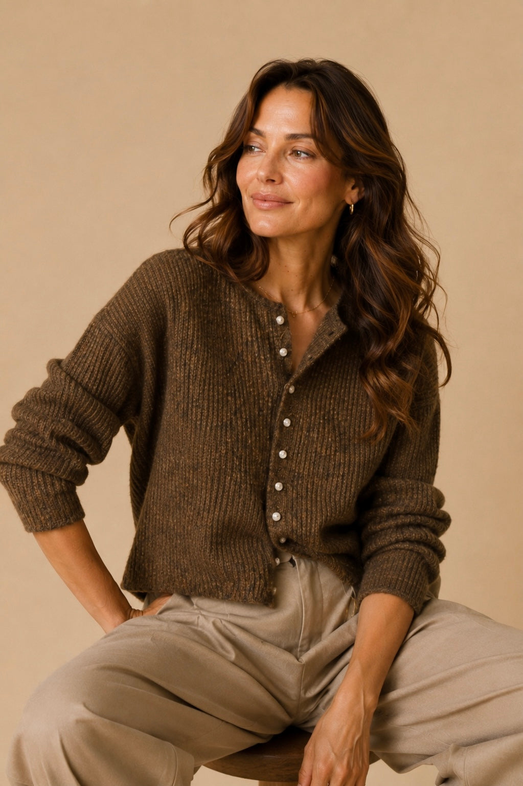 Rosalie Button Front Ribbed Sweater Cardigan